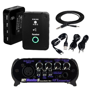 K.W.S. ワイヤレス イヤーモニターシステム KWS-EM1 送受信機 ART ACMN2 パーソナルモニターミキサー イヤモニ 2.4GHz 見通し30m 最大4波 6時間連続稼働の画像