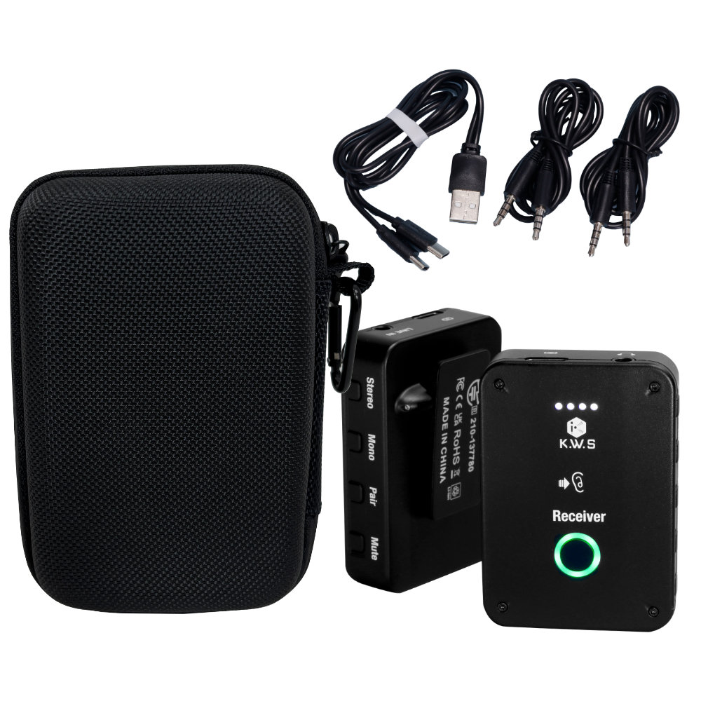 ワイヤレス イヤモニター 送受信機セット KWS-EM1 セミハードケース付きセットの画像