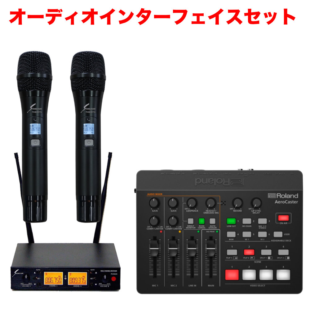 ワイヤレスマイク2本付き WEB会議セット エコーキャンセラー搭載 オーディオインターフェイスの画像