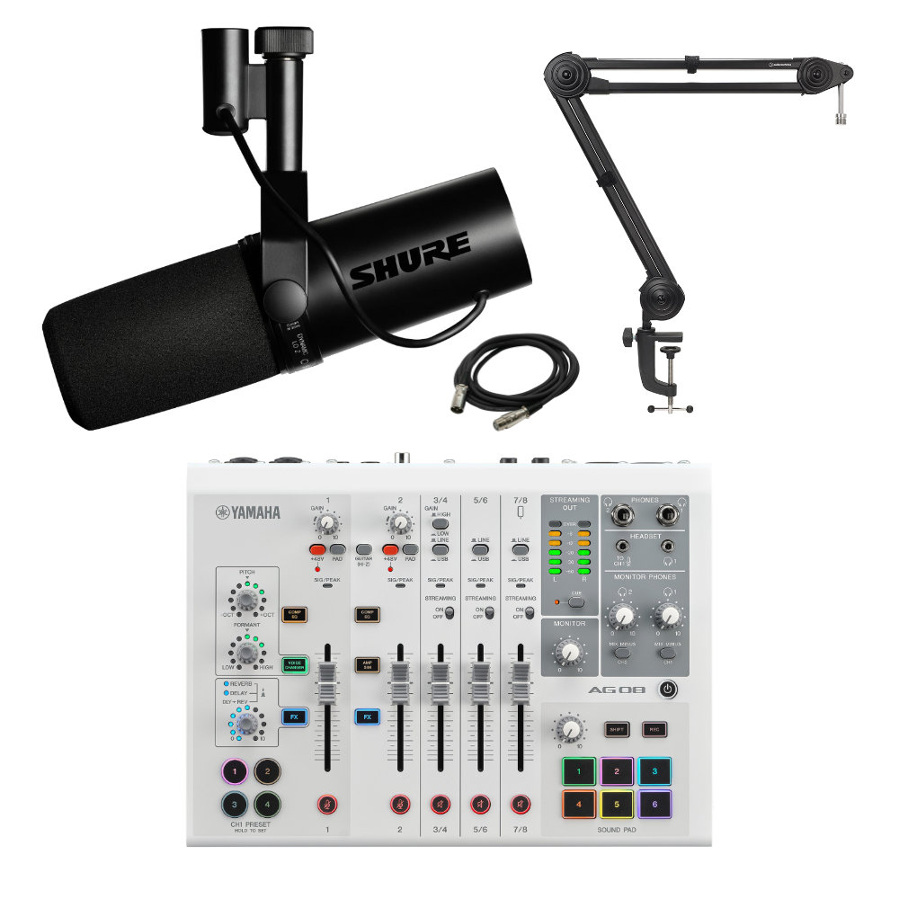 YAMAHA AG08 ホワイト ゲーム実況セット SHURE SM7B ダイナミックマイクの画像