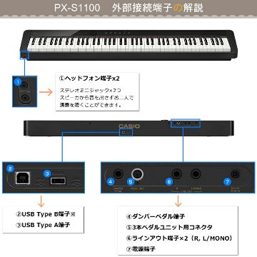 カシオ 電子ピアノ PX-S1100 ホワイトの画像