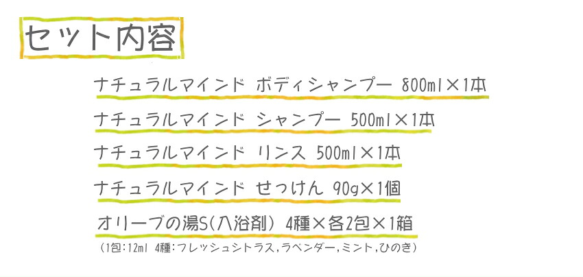 バスギフト 5種セット 入浴剤 ボディソープ ヘアシャンプー ヘアリンス せっけんの画像