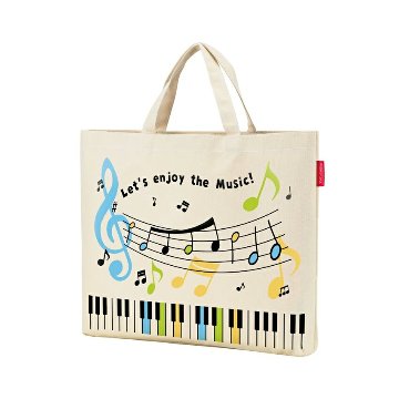 Piano line ピアノライン 太陽光で色が変わる!横型トート メロディ   音符柄 鍵盤柄 音楽バッグ トートバッグの画像