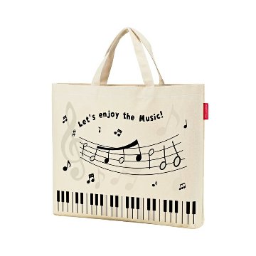 Piano line ピアノライン 太陽光で色が変わる!横型トート メロディ   音符柄 鍵盤柄 音楽バッグ トートバッグの画像
