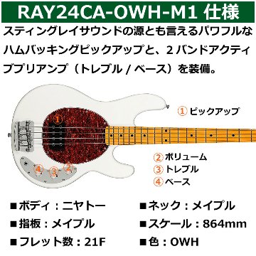 Sterling by MUSIC MAN エレキベース STINGRAY CLASSIC RAY24CA OWH スティングレイ スターリンの画像