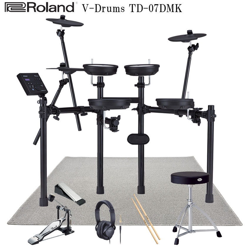 Roland ローランド 電子ドラムセット TD-07DMK V-Drums エレドラ 基本アクセサリーセット＆防振マット付きの画像