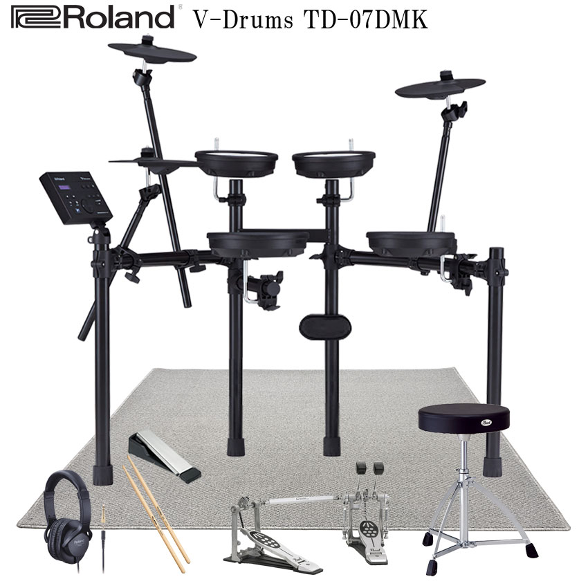 Roland ローランド 電子ドラムセット TD-07DMK V-Drums エレドラ ツインペダル＆防振マット付きの画像