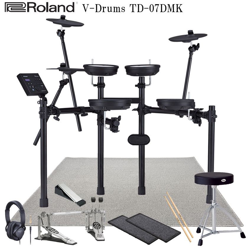 Roland ローランド 電子ドラムセット TD-07DMK V-Drums エレドラ ツインペダル＆防振マット＆ノイズイーター付きの画像