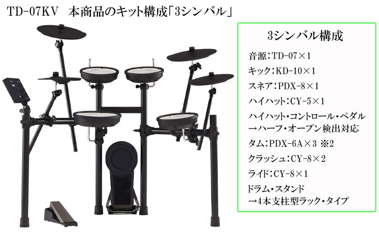 Roland ローランド 電子ドラムセット TD-07KV V-Drums 3シンバルセット エレドラ 純正アクセサリー 防振マットの画像