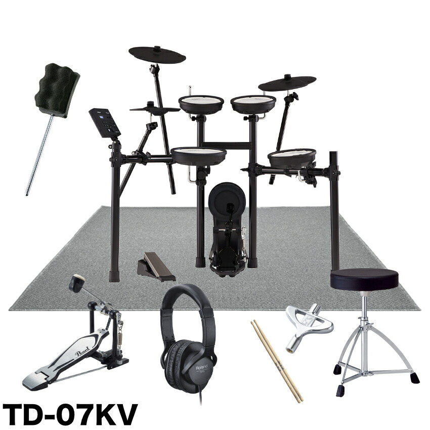 Roland ローランド 電子ドラムセット TD-07KV V-Drums エレドラ 基本アクセサリーセット＆防振マット付きの画像