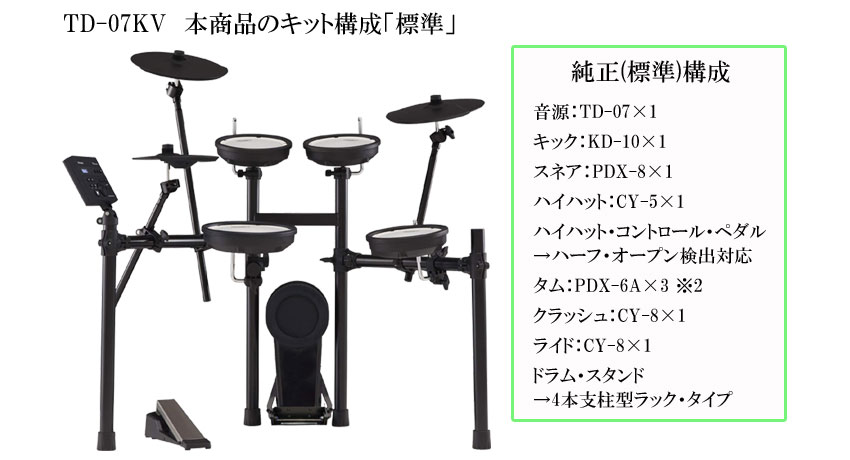 Roland ローランド 電子ドラムセット TD-07KV V-Drums エレドラ 基本アクセサリーセット＆防振マット付きの画像