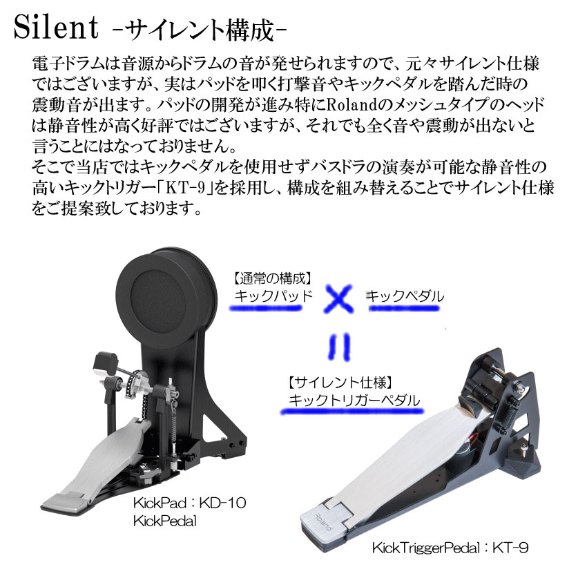 Roland ローランド 電子ドラムセット TD-07KV V-Drums 「サイレントセット」エレドラ 基本アクセサリーセット＆防振マット&キックトリガーペダル付きの画像
