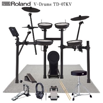 Roland ローランド 電子ドラムセット TD-07KV V-Drums 「サイレントセット」エレドラ 基本アクセサリーセット＆防振マット&キックトリガーペダル付きの画像