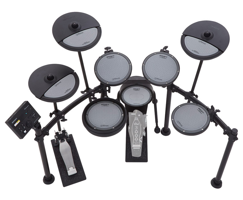 深夜に叩ける静音性 電子ドラム ローランド VQD106 V-Drums Quiet Design Roland 電子ドラムキット 防音・防振 ミニテーブルスタンド付きの画像