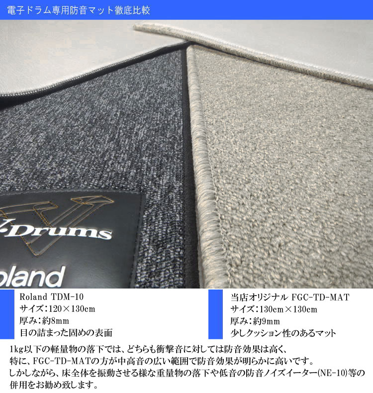 電子ドラム用 防音防振マット グレー「130cm×130cm」防音ジュータンの画像