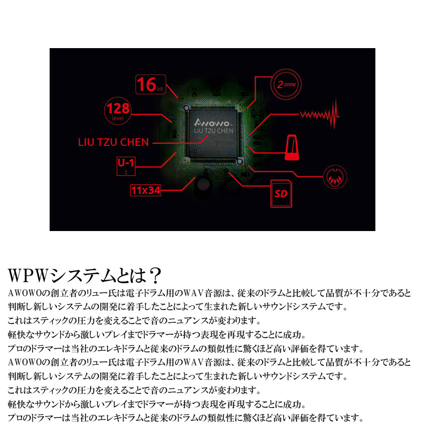 AWOWO アウォウォ MINI JUN PLUS 電子パーカッション ポータブル コンパクト 電子ドラムキット ELEDORA エレドラ メッシュパッド 小さいドラム 簡易の画像
