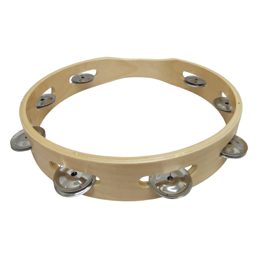 モンキータンバリン 皮なしタイプ 木製 25cm ベル8組タイプ タンバリン 軽量の画像