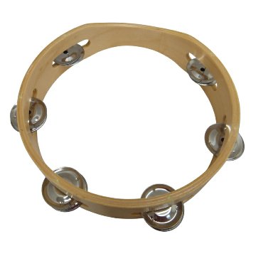 モンキータンバリン 2個セット 皮なしタイプ 木製 20cm ベル6組タイプ タンバリン 軽量の画像