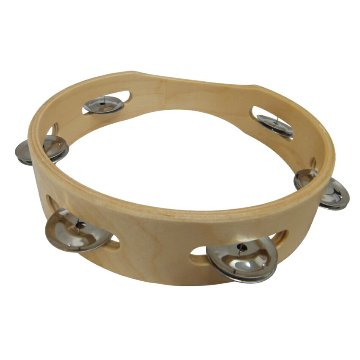 モンキータンバリン 2個セット 皮なしタイプ 木製 20cm ベル6組タイプ タンバリン 軽量の画像