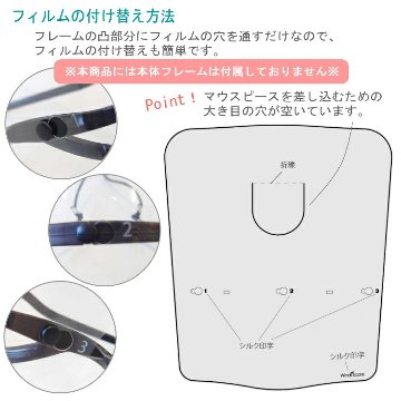 フェイスシールド タイプD 替えフィルム10枚 バスーン ユーフォニアム チューバ等 吹奏楽部用 管楽器用の画像
