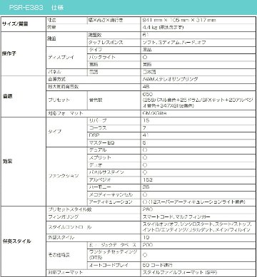 ヤマハ ポータブル キーボード PSR-E383 ヘッドフォン付き ピアノ YAMAHAの画像