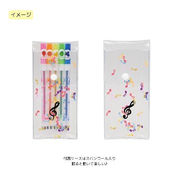 香り付き キラキラペン 5色セット 音楽柄 レッスン ピアノ教室 発表会 記念品 お誕生日 クリスマス ギフト プレゼント 入学 卒業 卒園 メール便対応 10点までの画像