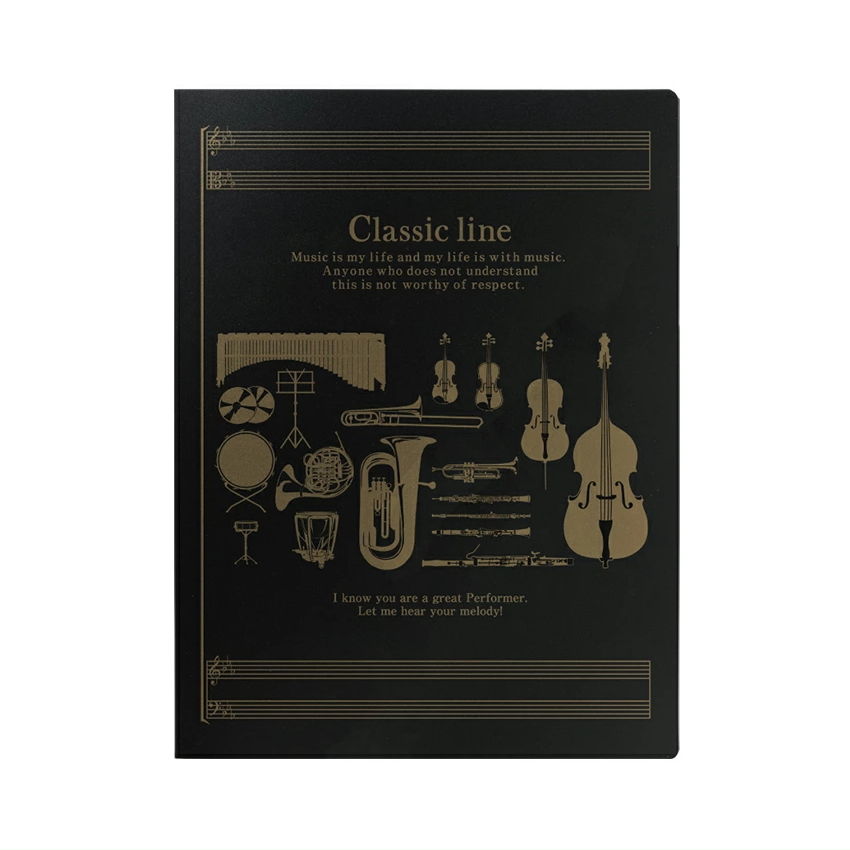 クリアブック A4サイズ 16ポケット Classic line クラシックライン A4五線紙20枚 手提げ袋付き 楽譜の持ち運びに便利 A4 A3サイズ バンドファイルの画像