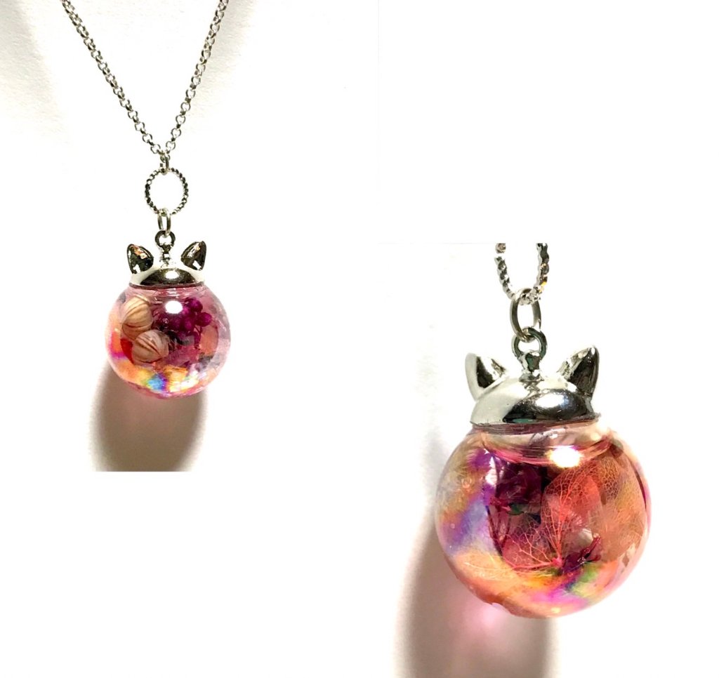 ハーバリウムネックレス・猫耳の画像