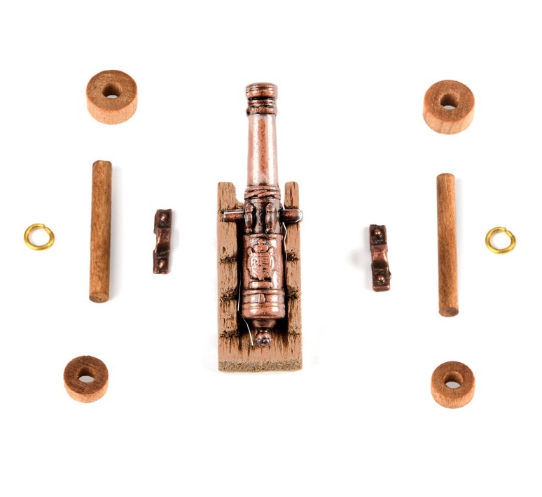 装飾付大砲（木製架台付）30mm/1セット（1）の画像