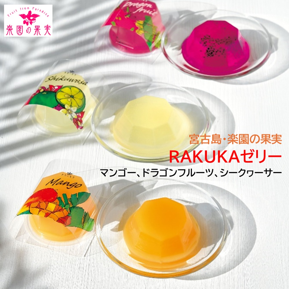 宮古島 RAKUKAゼリー ３色９個入り 沖縄・宮古島産の果肉を使ったフルーツゼリーの画像