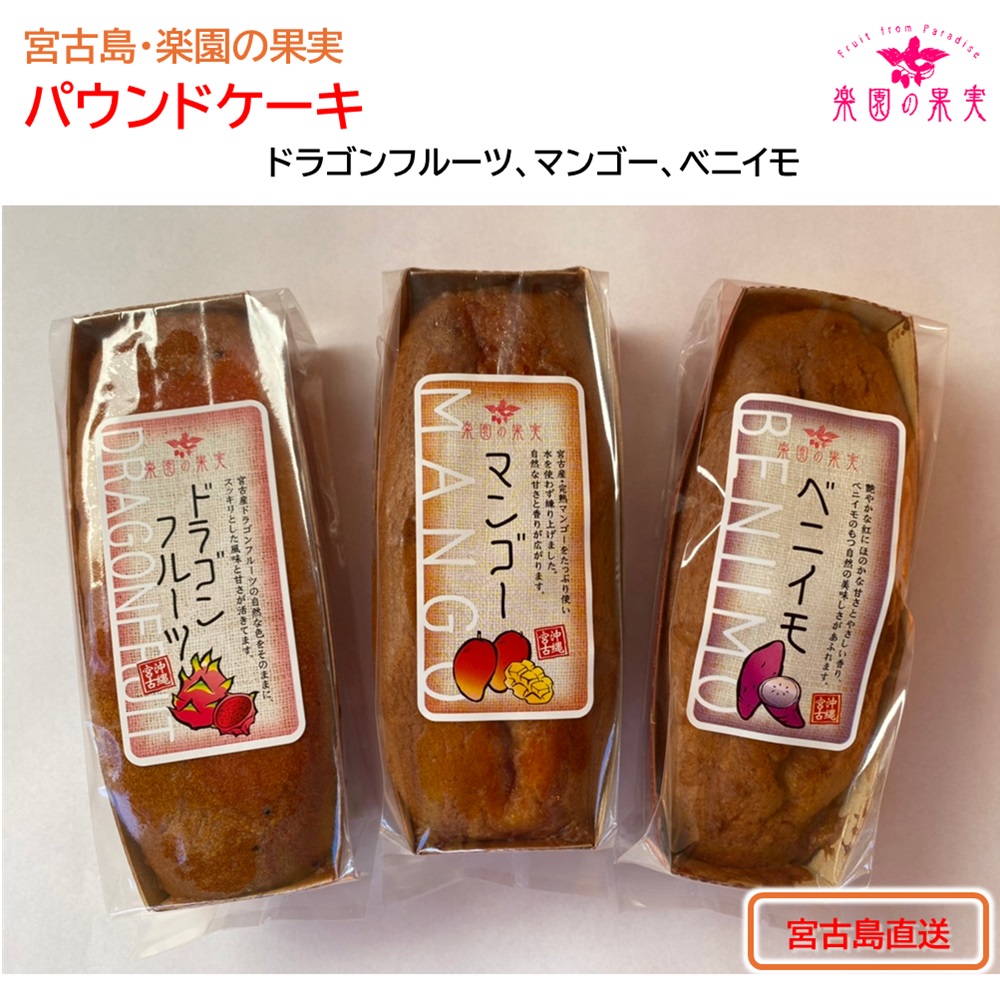 楽園の果実 パウンドケーキ「マンゴー」 沖縄宮古島の果物を練りこみ焼き上げたオリジナルケーキの画像