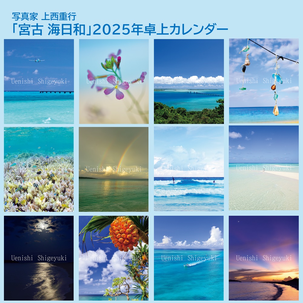 「宮古 海日和」 2025年カレンダー（卓上） 年中宮古島を感じたい方へ 写真家・上西重行の画像