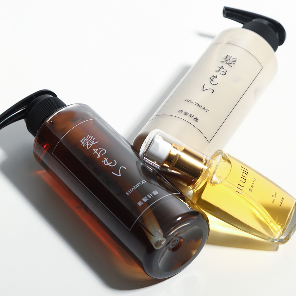 髪おもい（シャンプー・トリートメント）＆ uruoil ３点セットの画像