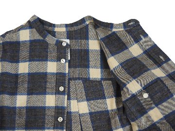 ビエラ起毛トップチェックバンドカラーシャツ　MADE IN JAPANの画像