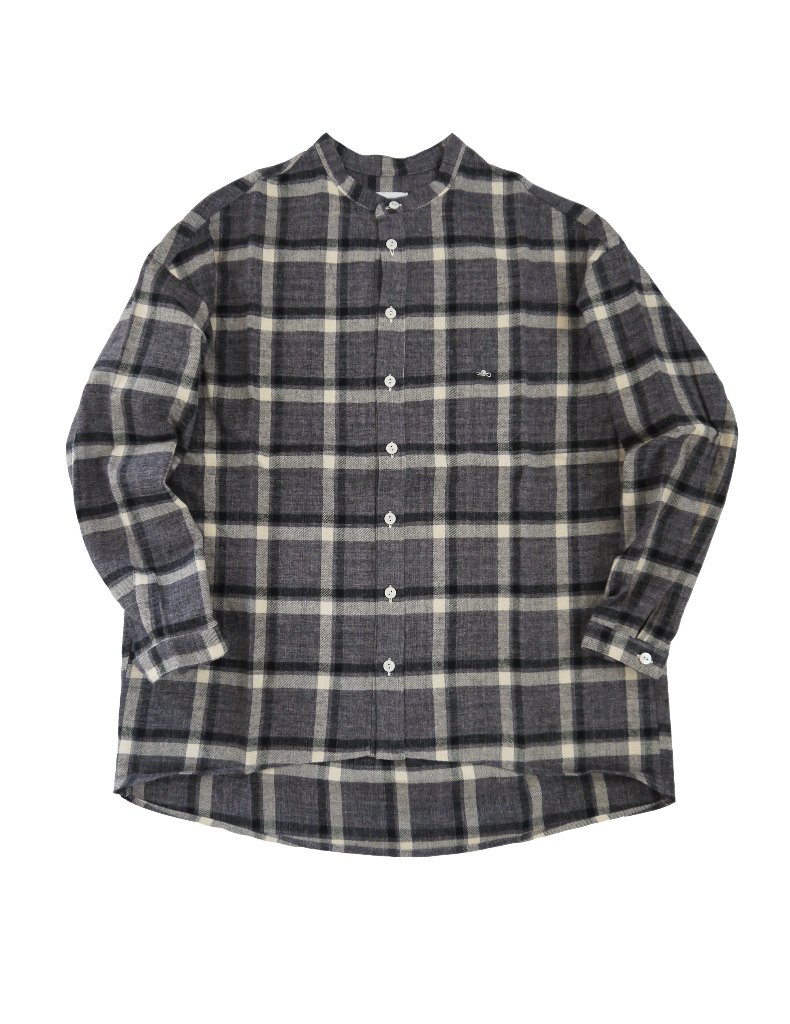 ビエラ起毛トップチェックバンドカラーシャツ　MADE IN JAPANの画像