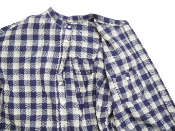 ウールギンガムバンドカラーシャツ　MADE IN JAPANの画像