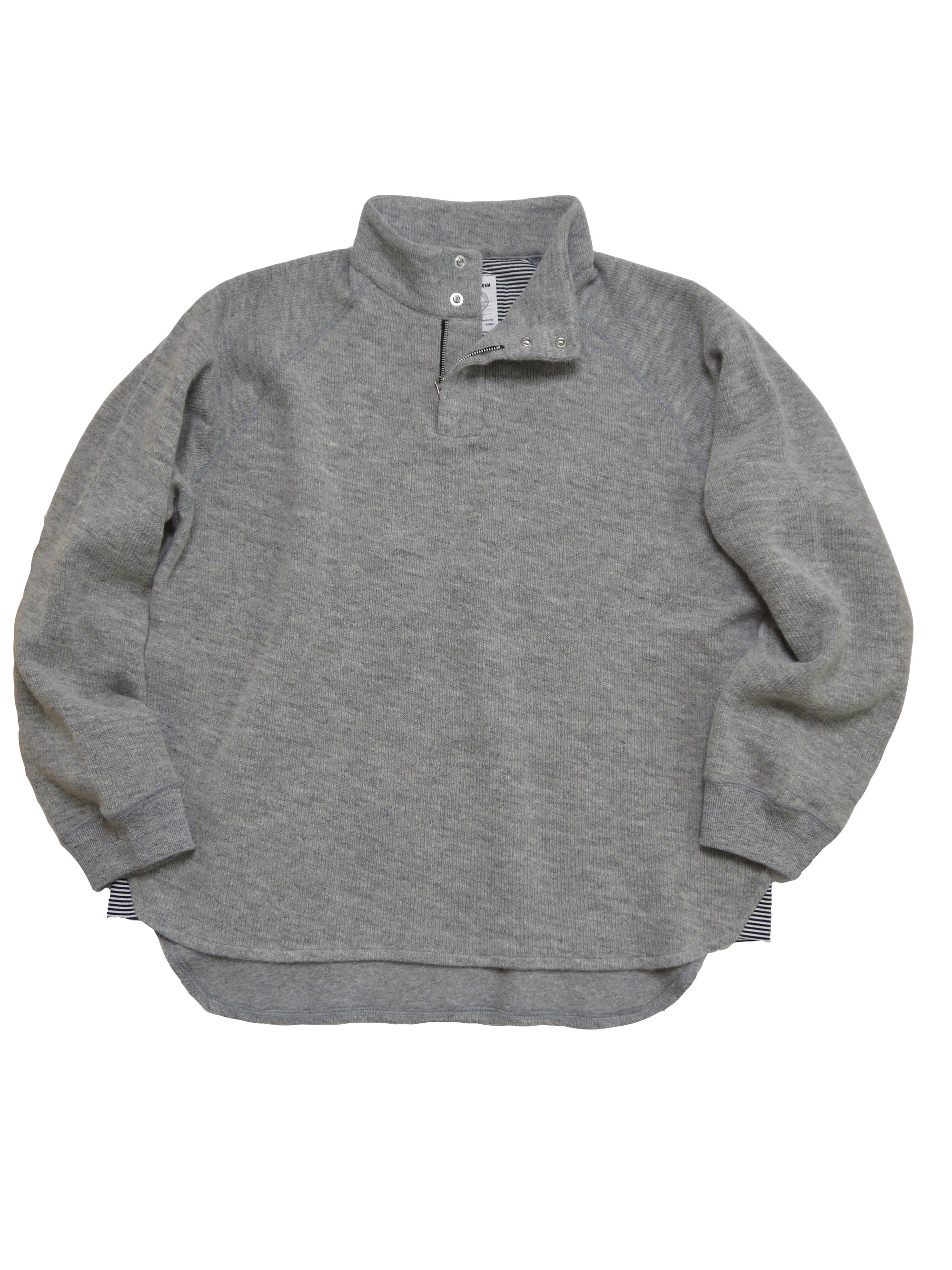 ダブルフェイスフリーススタンドカラープルオーバー　MADE IN JAPANの画像