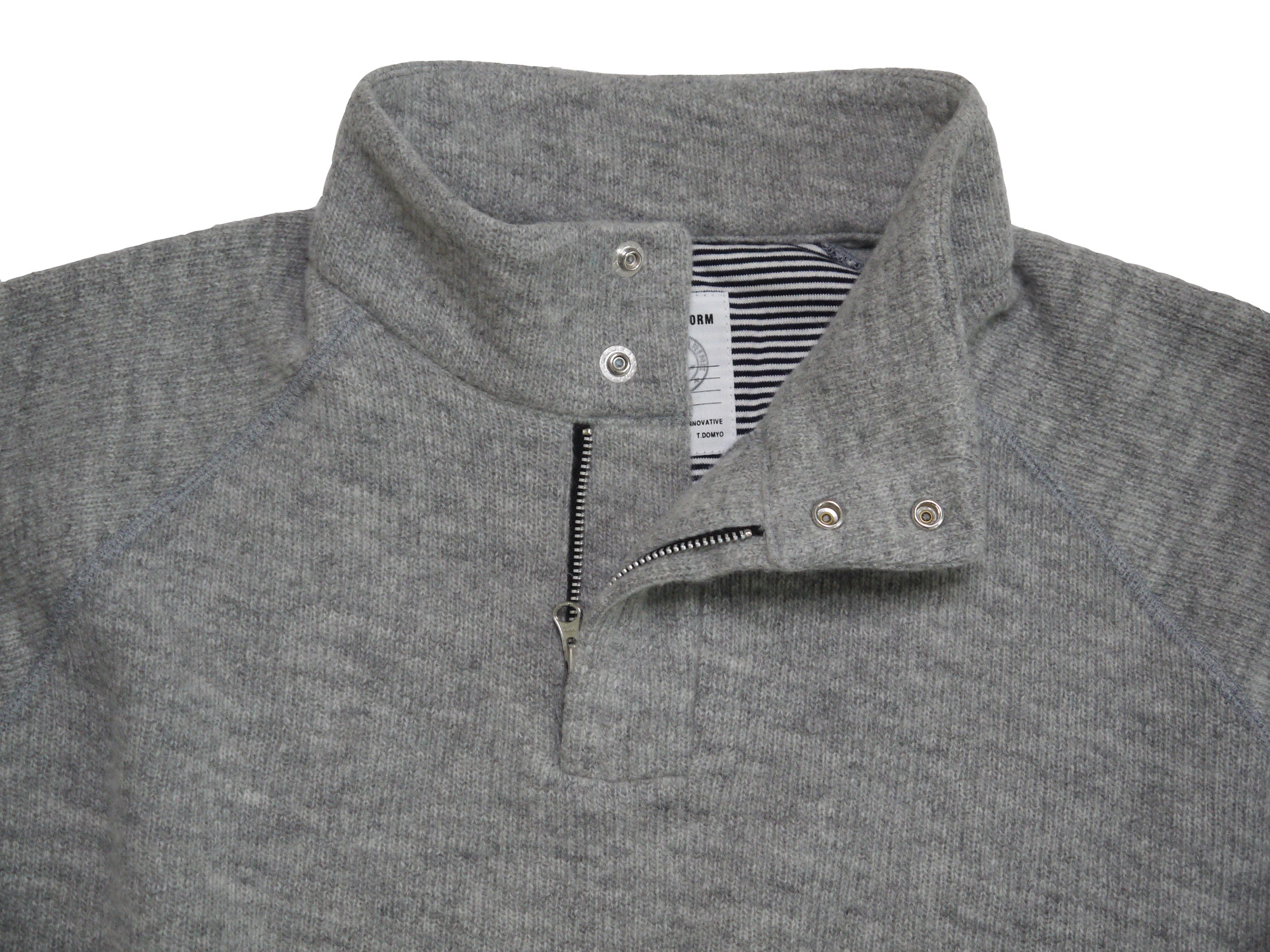 ダブルフェイスフリーススタンドカラープルオーバー　MADE IN JAPANの画像