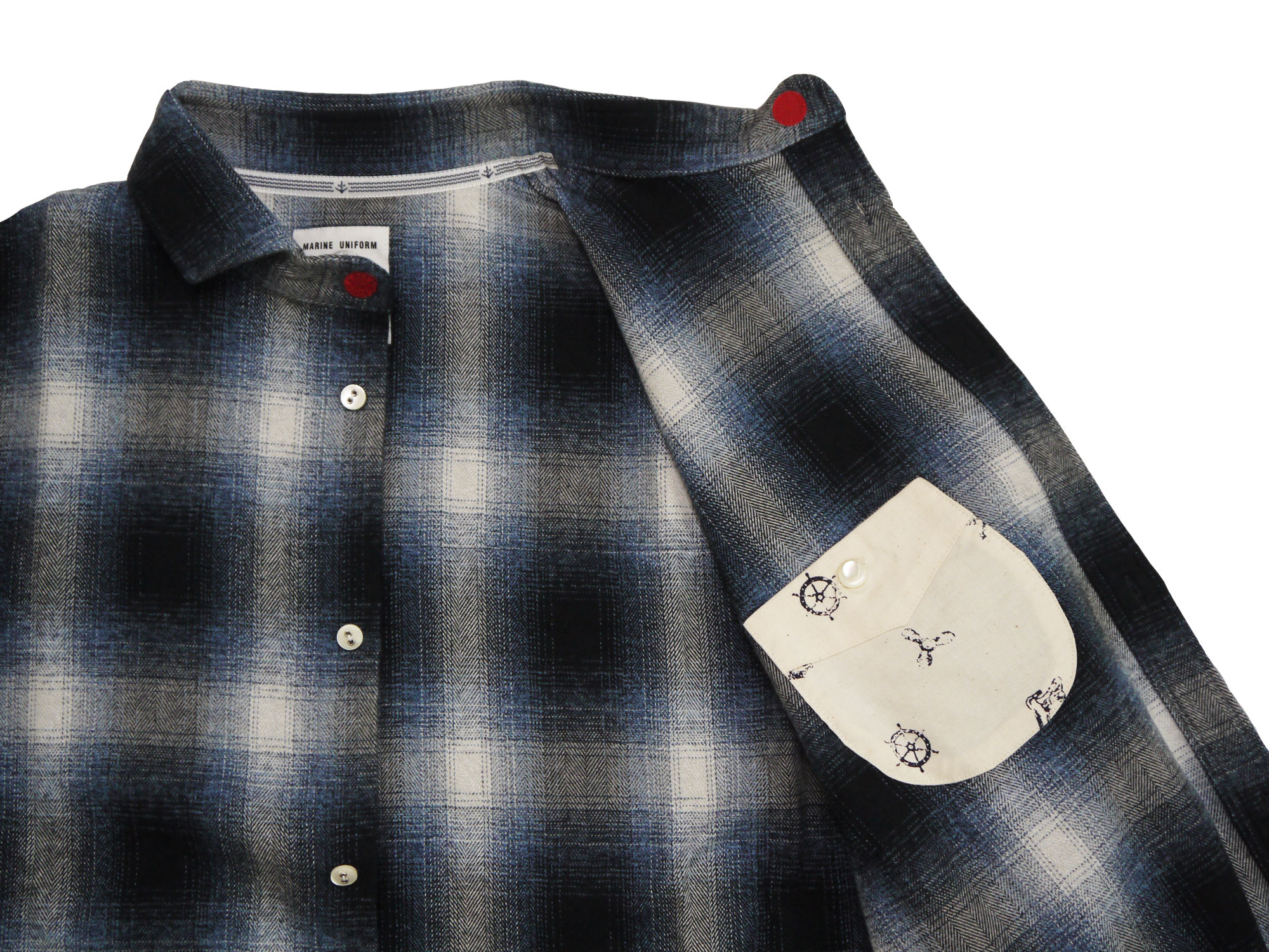 メランジチェックショートワイドカラーシャツ　MADE IN JAPANの画像
