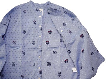 カットジャガードマリン柄バンドカラーシャツ　MADE　IN JAPANの画像
