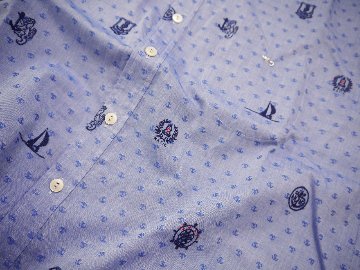 カットジャガードマリン柄バンドカラーシャツ　MADE　IN JAPANの画像