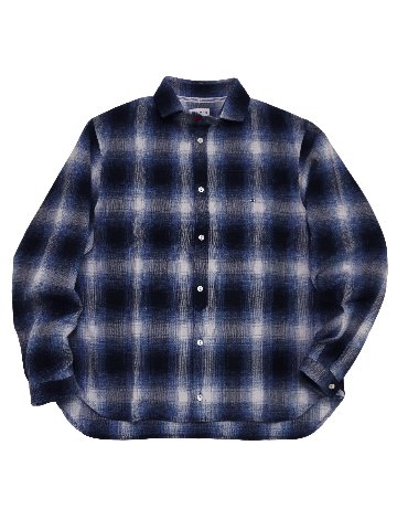 メランジチェックショートワイドカラーシャツ　MADE IN JAPANの画像