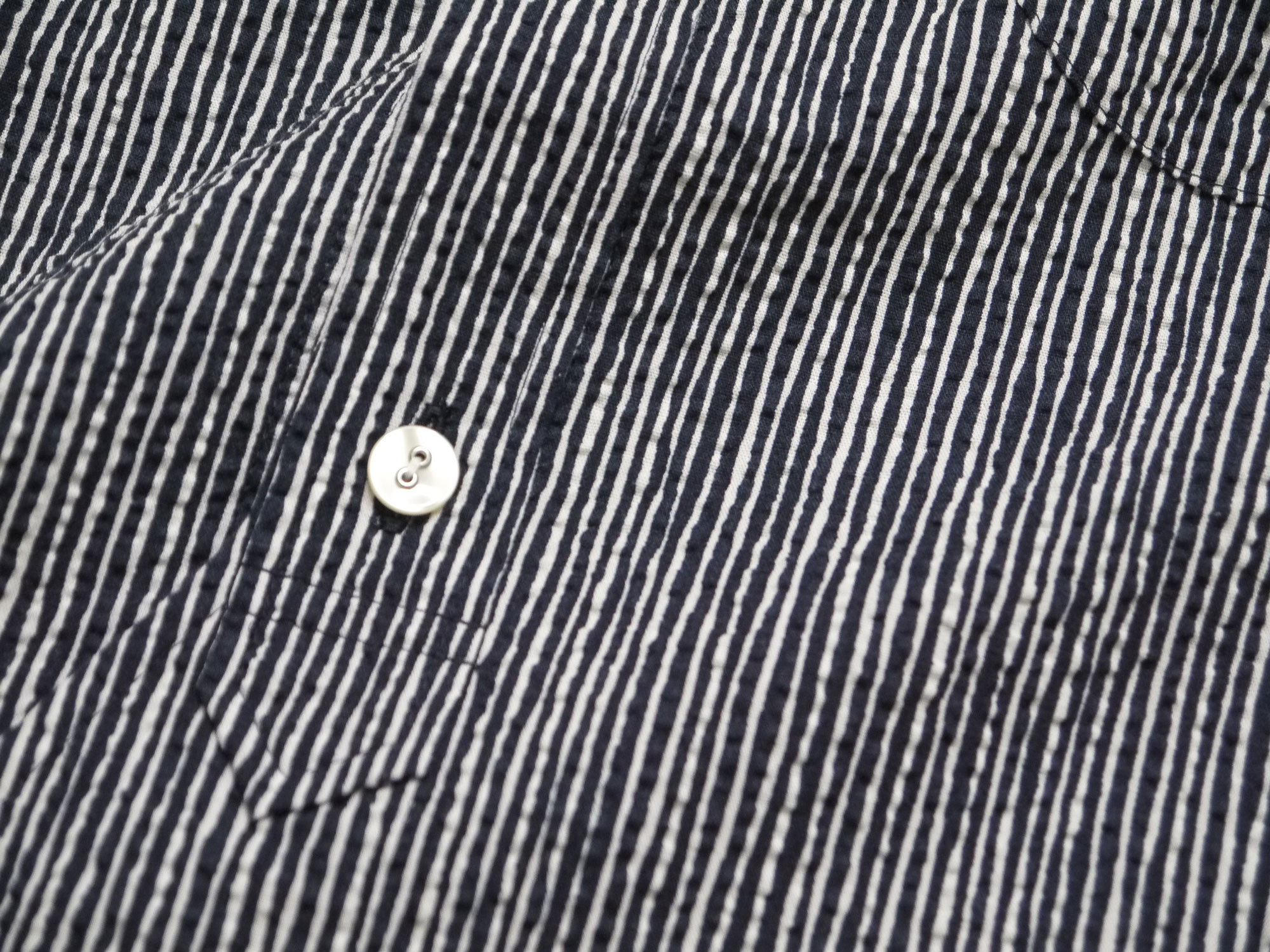 ランダムプリントストライプラウンドカラーシャツ　MADE IN JAPANの画像