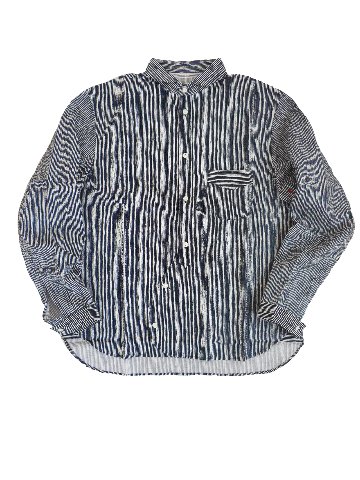 ランダムプリントストライプラウンドカラーシャツ　MADE IN JAPANの画像