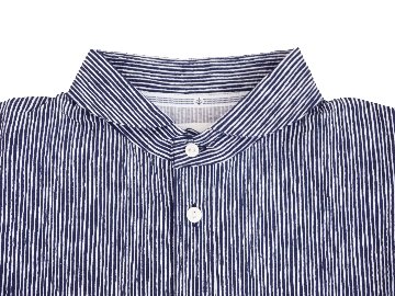 ランダムプリントストライプラウンドカラーシャツ　MADE IN JAPANの画像