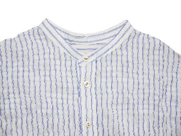 シャーリングストライプバンドカラーシャツ　MADE IN JAPANの画像