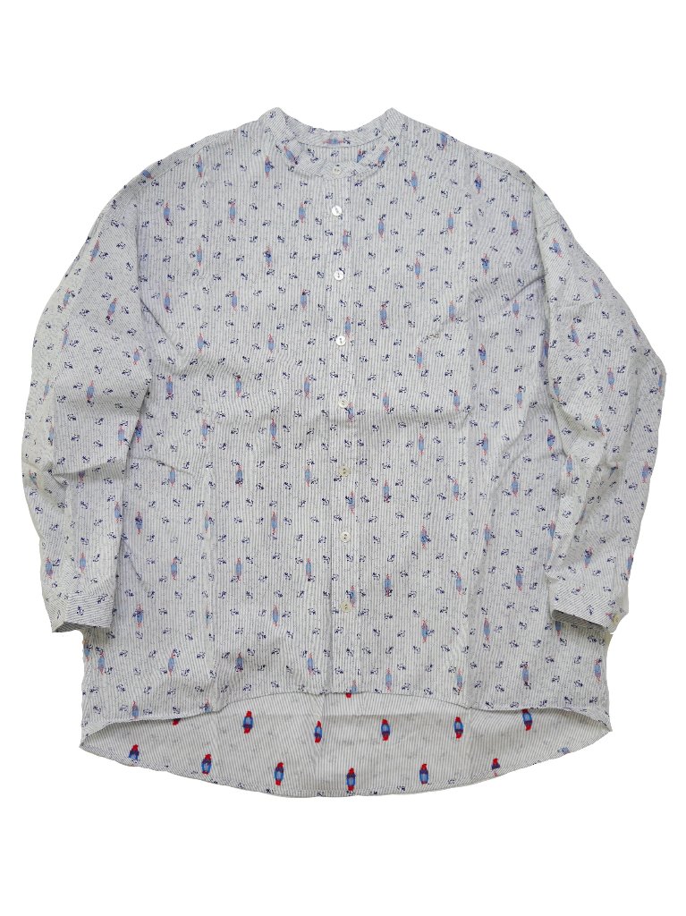 フェンダー柄ジャカードアンカープリントバンドカラーシャツ　MADE IN JAPANの画像