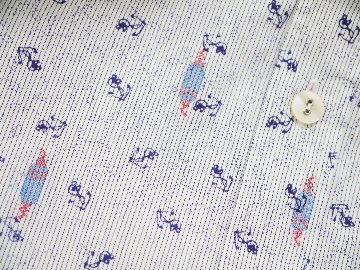 フェンダー柄ジャカードアンカープリントバンドカラーシャツ　MADE IN JAPANの画像