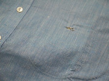 先染めシャンブレーバンドカラーシャツ　MADE IN JAPANの画像