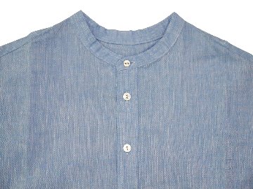 先染めシャンブレーバンドカラーシャツ　MADE IN JAPANの画像